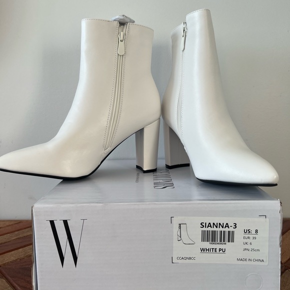 Women’s White Ankle Boots | Chelsea Low Heel NWT - Picture 4 of 9